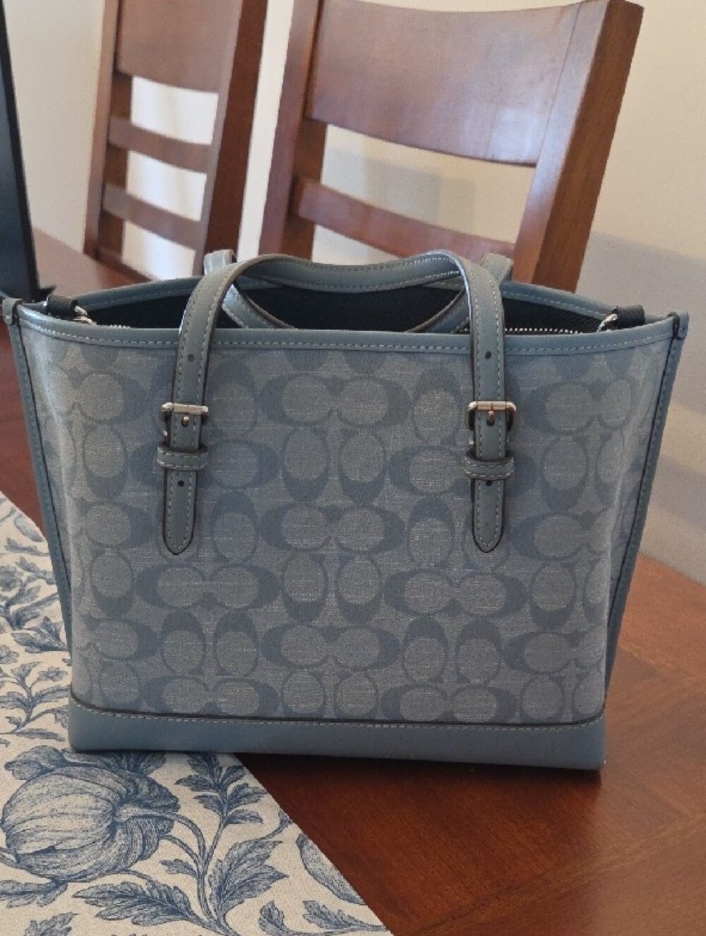Coach Mollie Light Blue Signature Bag - Picture 2 of 8